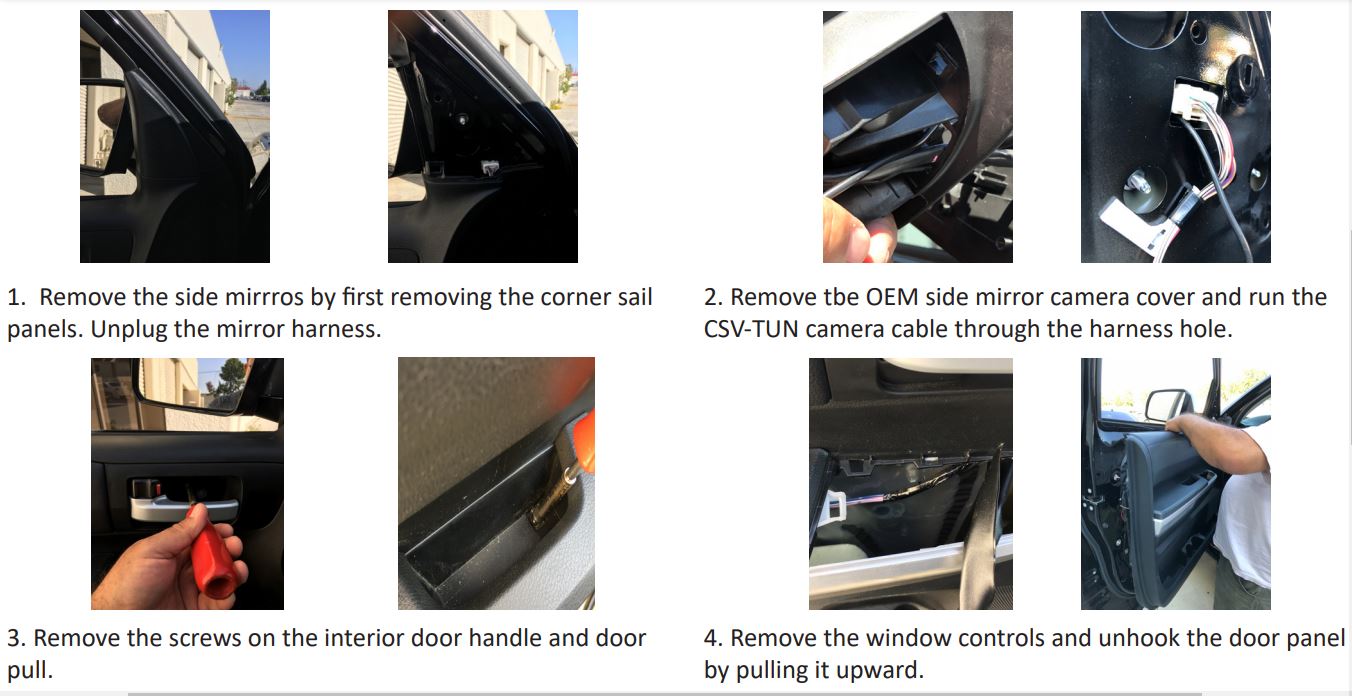 CSV-TUN Side Mirror Mounted Cameras For Toyota Tundra 2016-2018 User Manual - INSTALLATION PROCEDURE