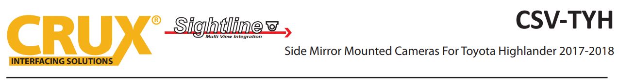 CSV-TYH Side Mirror Mounted Cameras For Toyota Highlander 2017-2018 User Manual - CSV-TYH Side Mirror Mounted Cameras For Toyota Highlander 2017-2018