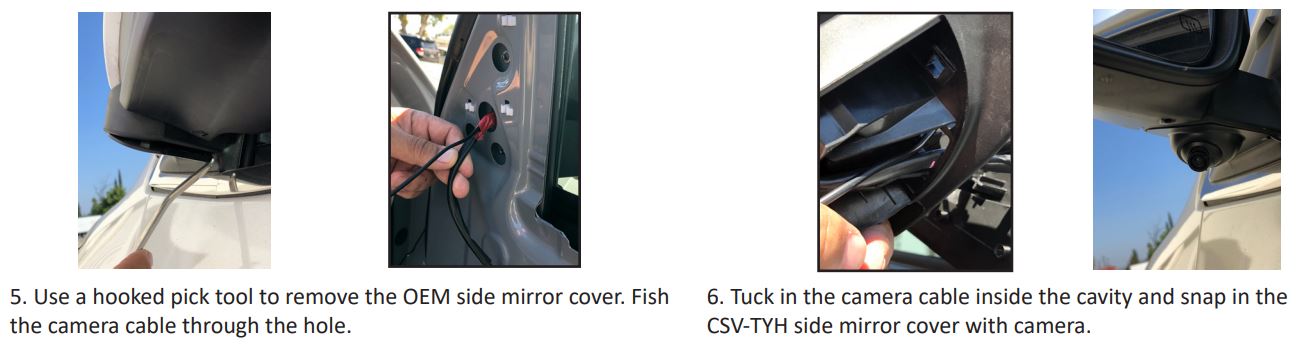 CSV-TYH Side Mirror Mounted Cameras For Toyota Highlander 2017-2018 User Manual - INSTALLATION PROCEDURE