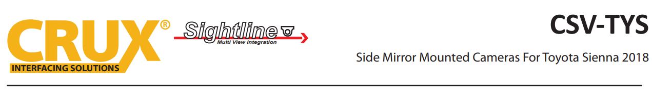 CSV-TYS Side Mirror Mounted Cameras For Toyota Sienna 2018 - UP User Manual - CSV-TYS Side Mirror Mounted Cameras For Toyota Sienna 2018 - UP