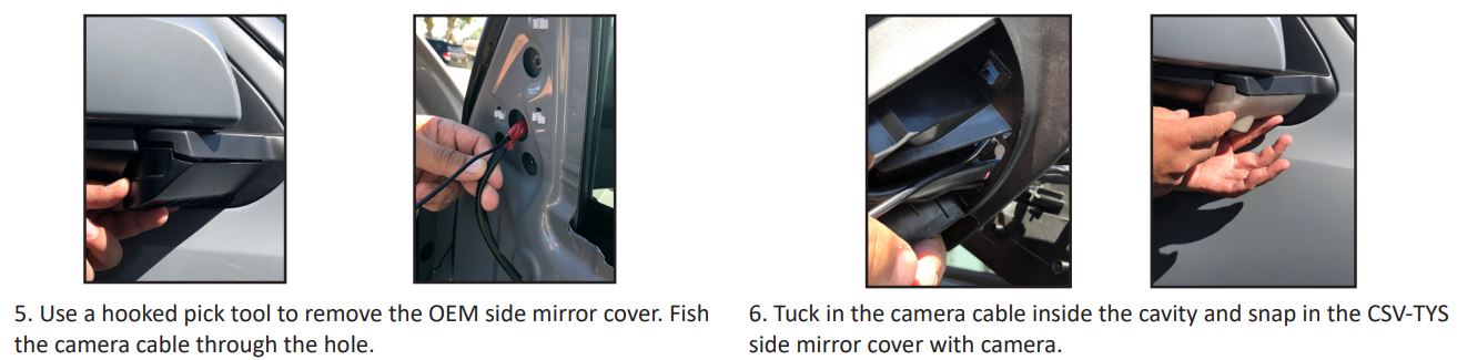 CSV-TYS Side Mirror Mounted Cameras For Toyota Sienna 2018 - UP User Manual - INSTALLATION PROCEDURE