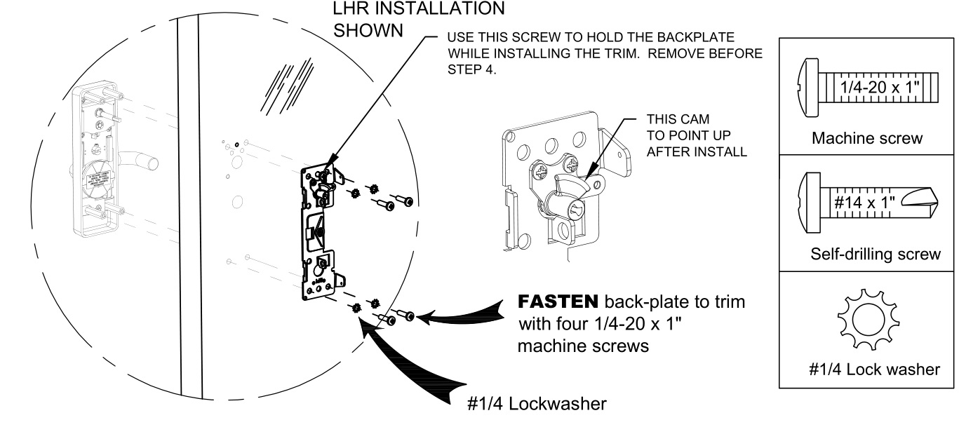 DETEX 107123 10 Function Lever Trim - INSTALL TRIM