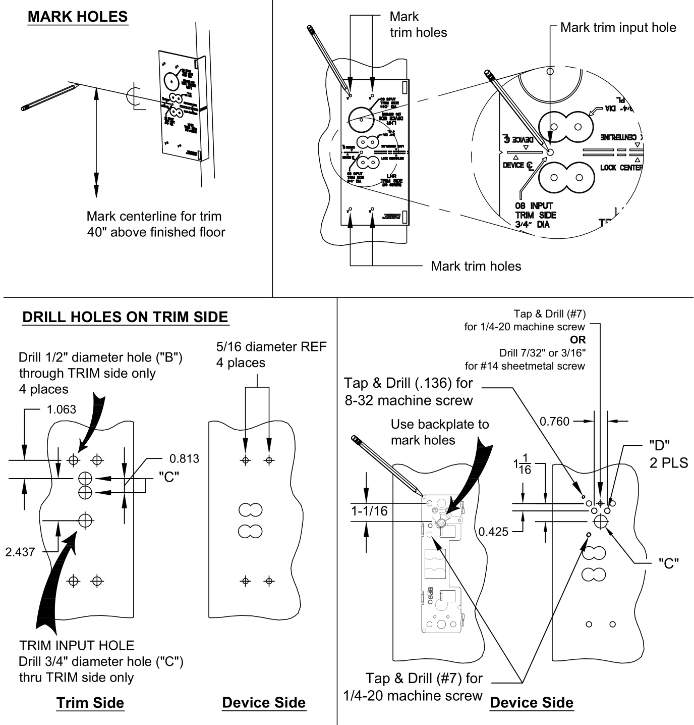 DETEX 107123 10 Function Lever Trim - PREP DOOR (Mortise)