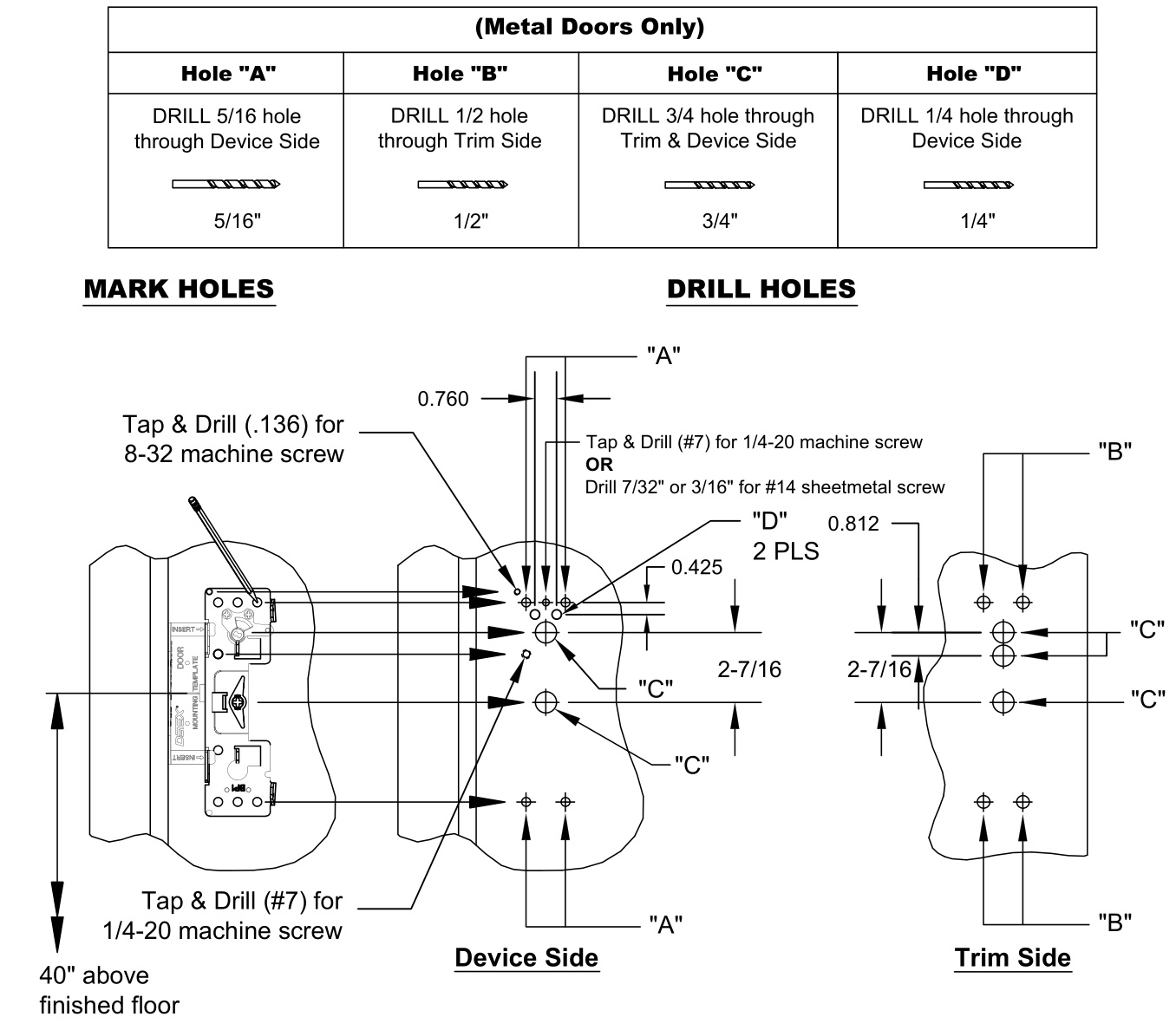 DETEX 107123 10 Function Lever Trim - PREP DOOR (Rim)