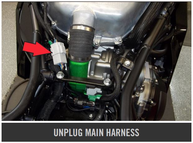 DYNOJET 2018-2022 Kawasaki Ninja H2 SX Power Commander 6 Installation Guide - UNPLUG MAIN HARNESS