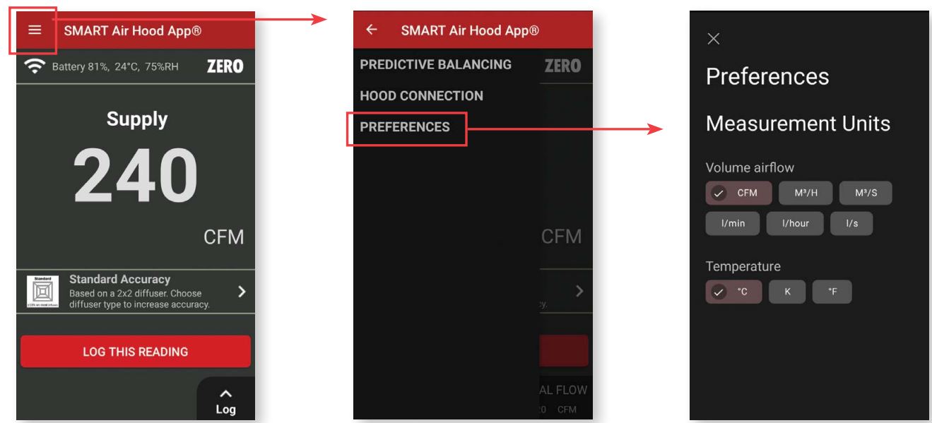 Dwyer TE-SAH-QS2 Series SAH SMART Air Hood® User Guide - MENU & PREFERENCES