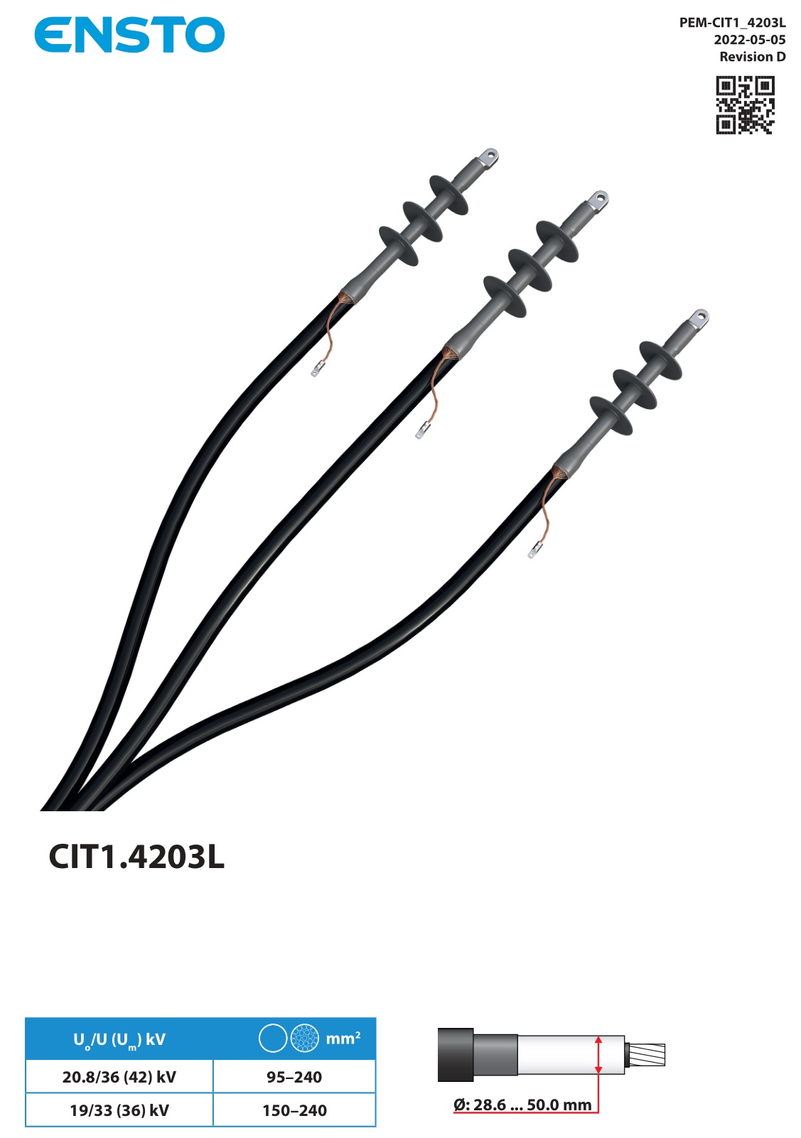 ENSTO CIT1.4203L Cold Shrink Indoor Term User Guide