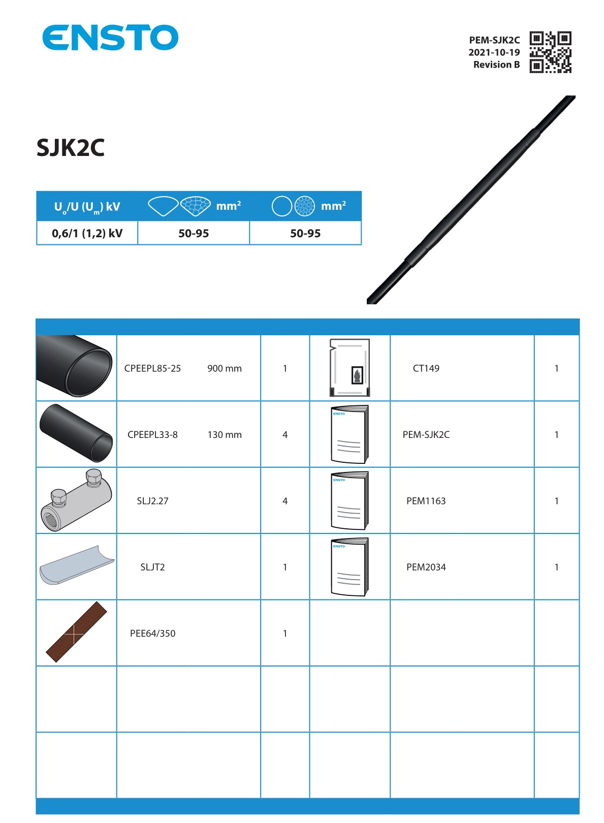 ENSTO SJK2C Heat Shrink Joint Kits Instructions