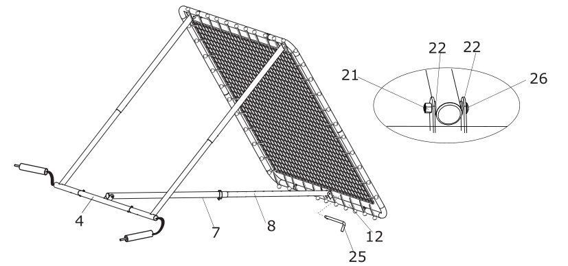 EXIT Kickback HL Rebounder - Attach the Outer Stretch Pipe (8) to Rear middle U-pipe (12)