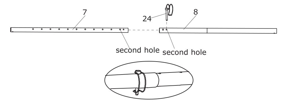 EXIT Kickback HL Rebounder - Attach the second hole of Inner Stretch Pipe (7)