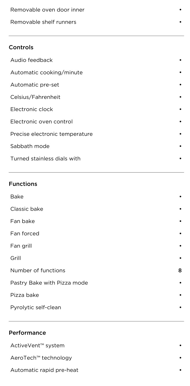 FISHER PAYKEL OB60SC8DEPX2 60cm Oven - SPECIFICATIONS 2