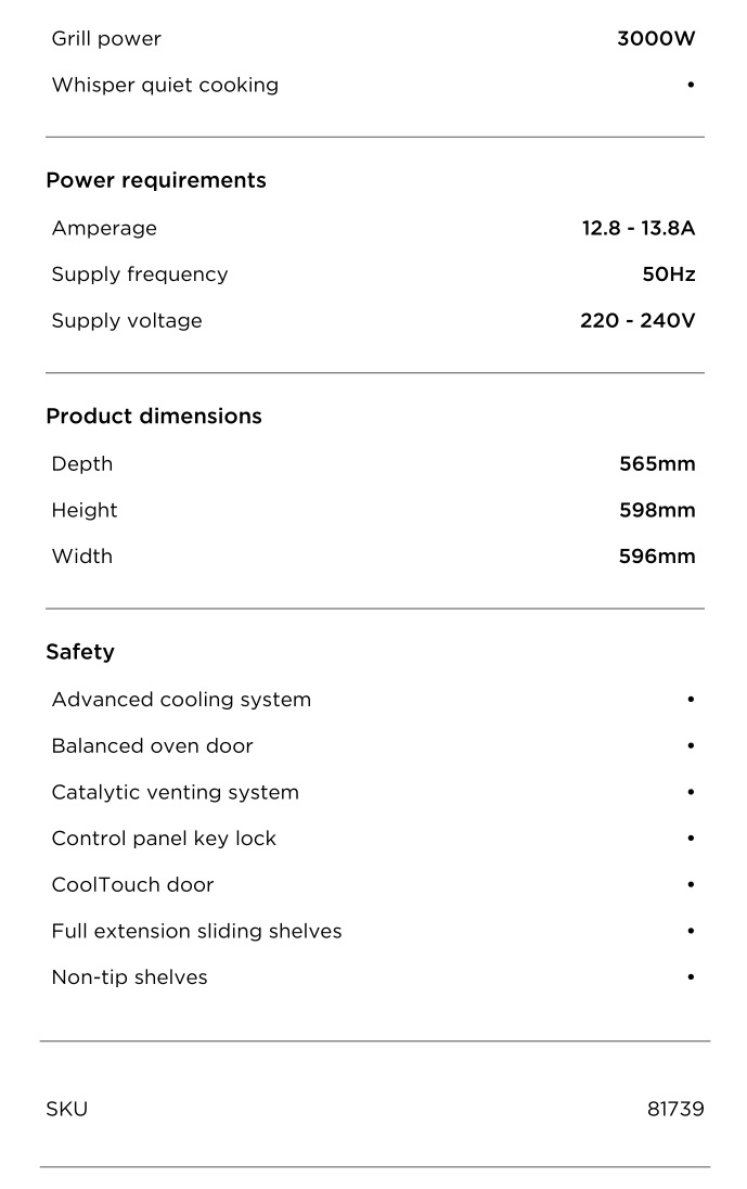 FISHER PAYKEL OB60SC8DEPX2 60cm Oven - SPECIFICATIONS 3