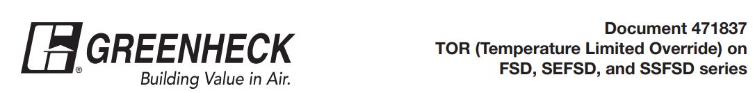 GREENHECK 471837 Rectangular Combination Fire Smoke Dampers Instruction Manual