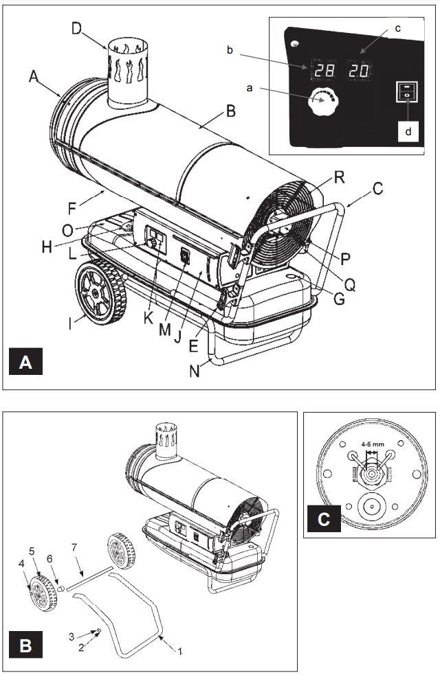 Gude GD 30 Diesel Air Heater Instructions - Fig A,B,C