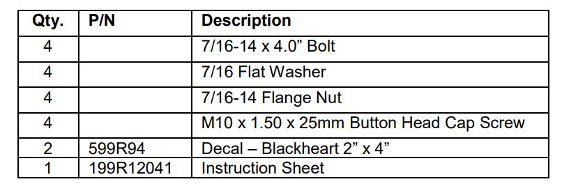 HOOKER BHS539 GEN3 Hemi Swap Transmission Crossmember Hoop - ACCESSORY PACK CONTENTS