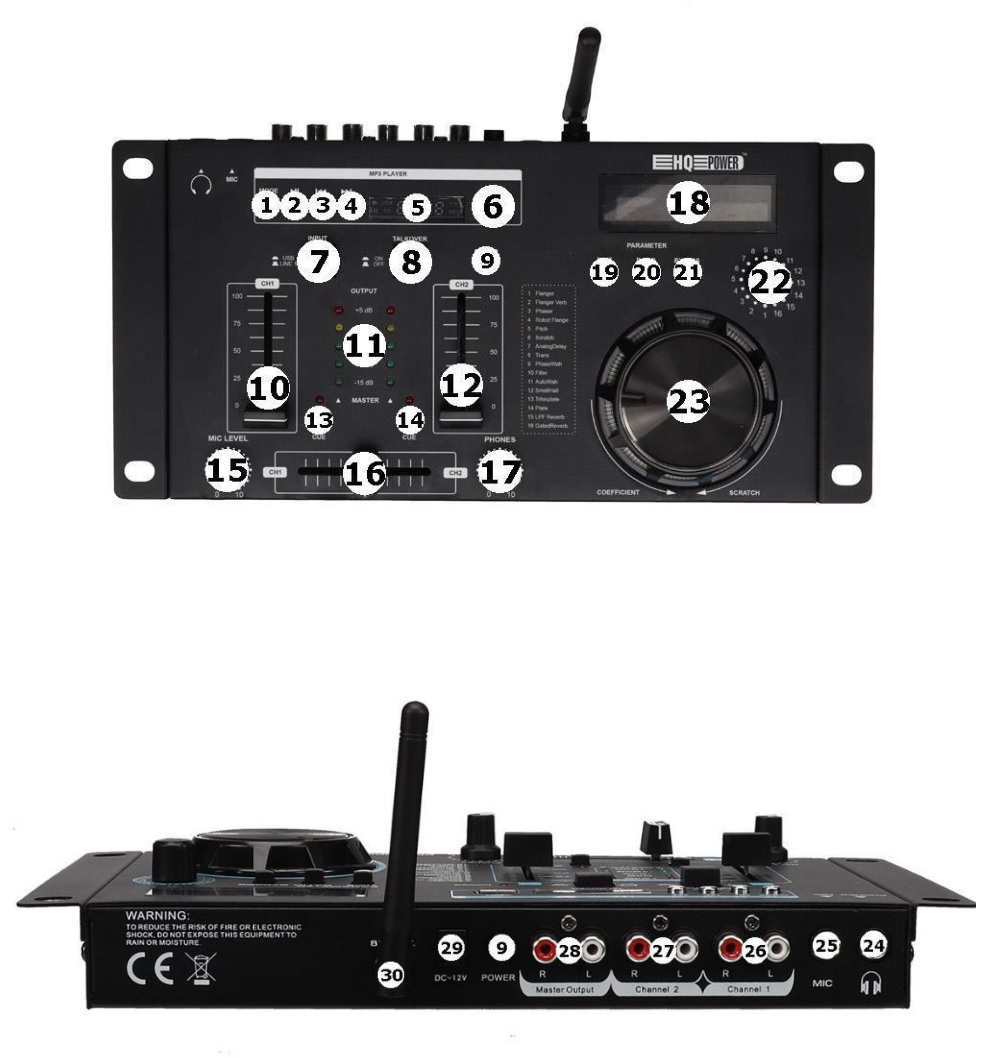 HQ POWER HQMX11009 Mixing Console DSP Effects and Bluetooth - overview