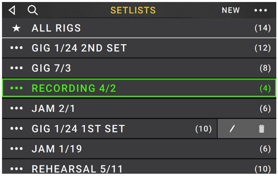 Head Rush Gigboard User Manual - To load a setlist