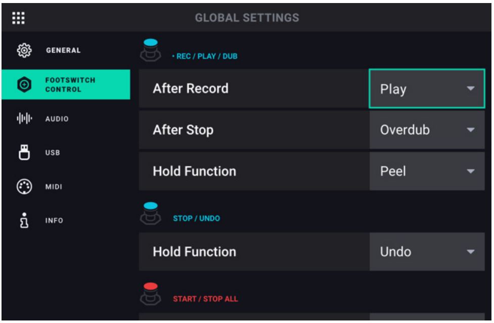 Head Rush Looperboard User Manual - Footswitch Control Tab