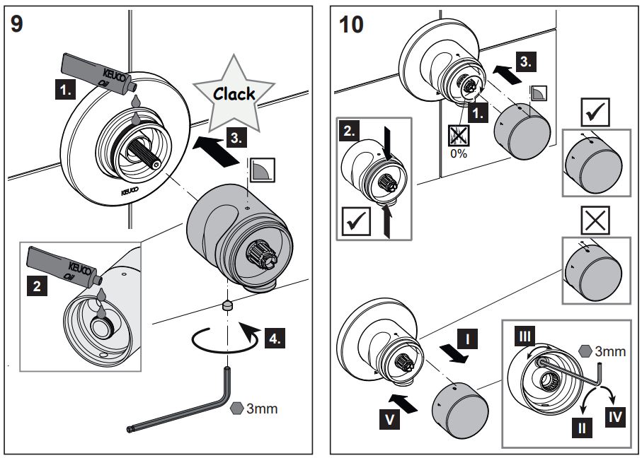 KEUCO 59549 IXMO 3-Way Stop and Diverter Valve Instruction Manual - How to use