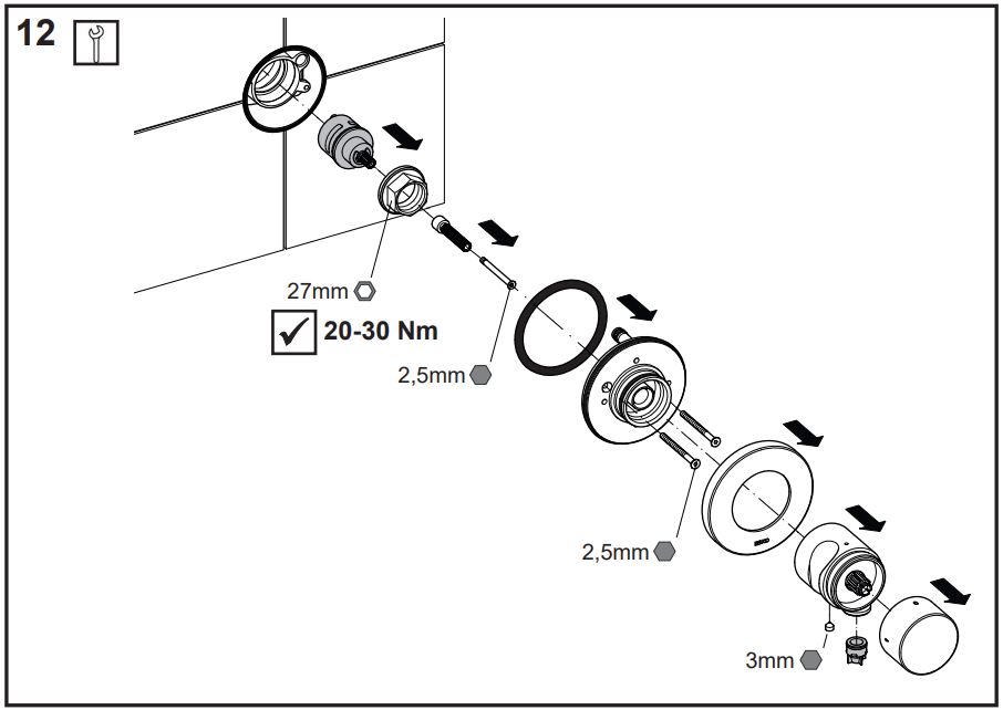 KEUCO 59549 IXMO 3-Way Stop and Diverter Valve Instruction Manual - How to use