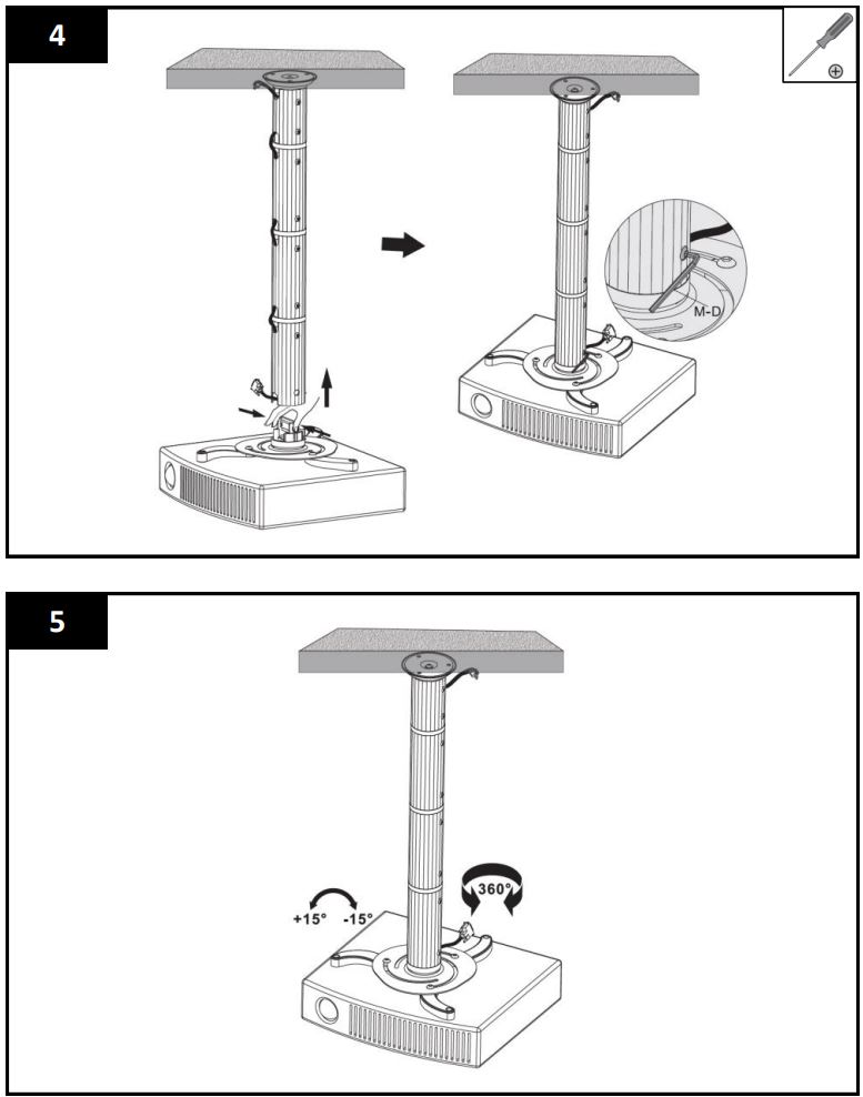 KIMEX 052-0500 Ceiling Mount for Videoprojector Instructions - How to use