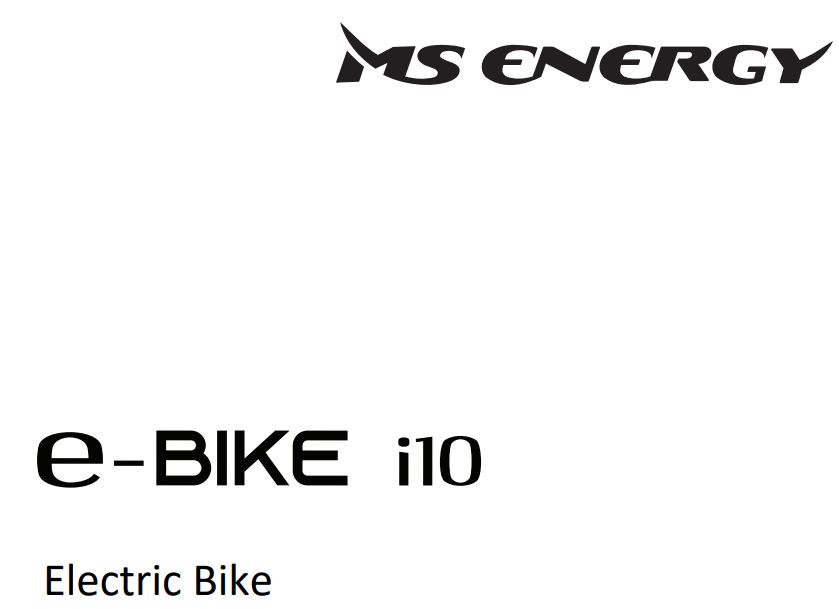 MS ENERGY e-Bike i10 Electric Bike Instruction Manual