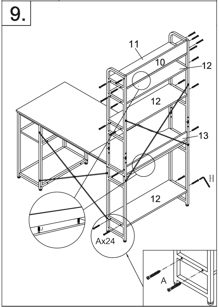 Maincraft D01-CD004 54.3 Inch Retangular Brown MDF Computer Desk for Home Office - figure 9