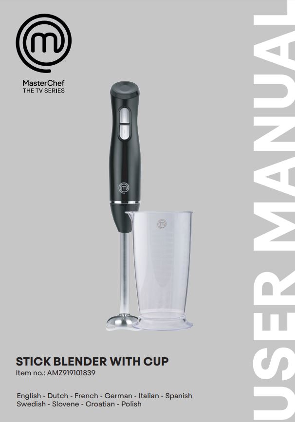 MasterChef AMZ919101839 Stick Blender with Cup User Manual