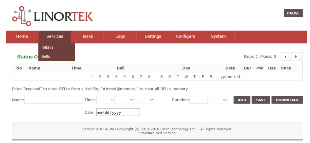 Netbell-NTG User Manual - Creating a Bell Schedule from the Bells Page