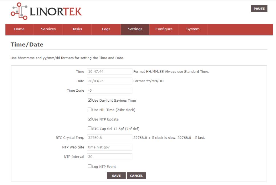 Netbell-NTG User Manual - Setting Time and Date