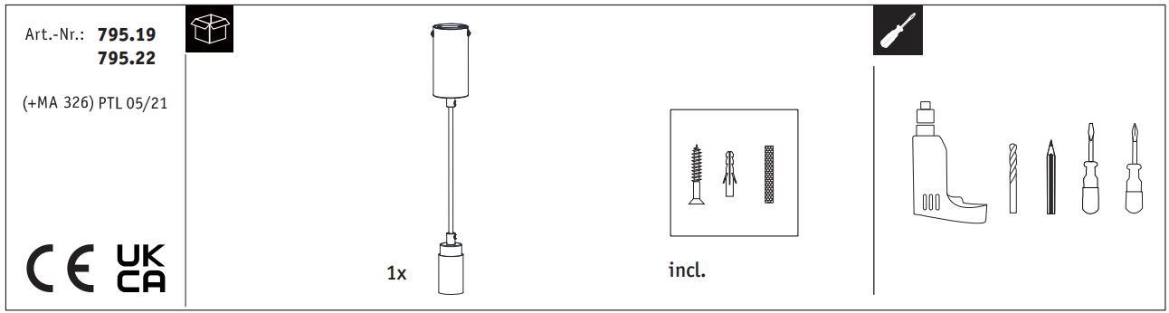 Paulmann 795.19 Runa Pendant Lamp Instruction Manual - What's in the box