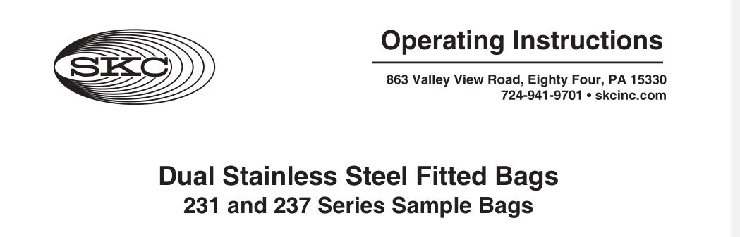 SKC 231 and 237 Series Dual Stainless Steel Fitted Bags Instruction Manual