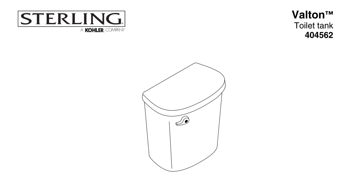 STERLING 404562 Valton Toilet Tank Installation Guide