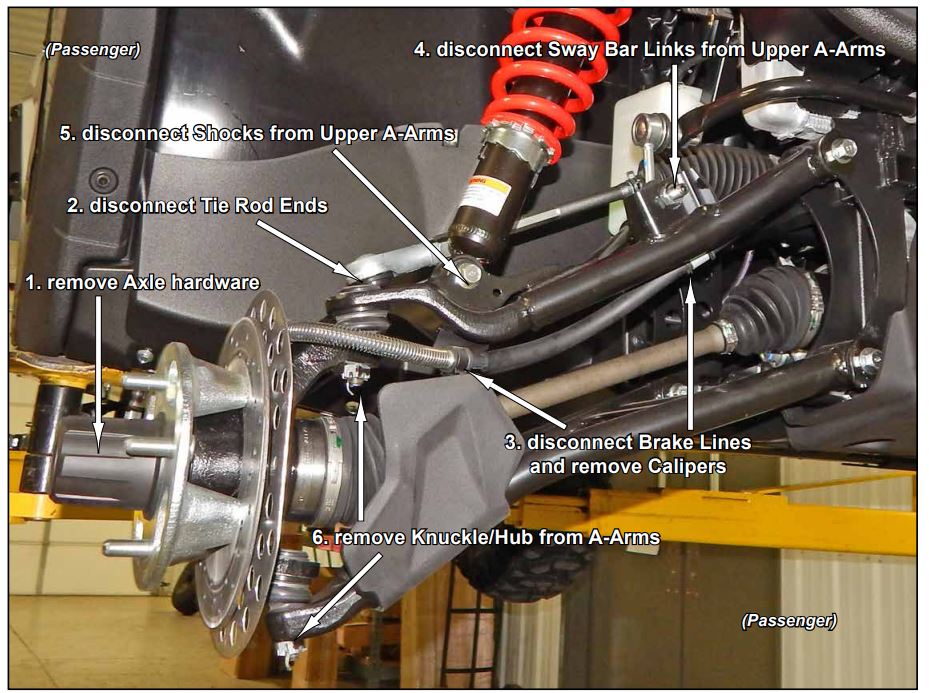 SUPERATV IN-AA-Y-WV-1.5-HC High Clearance Front A-Arms for Yamaha Wolverine Instruction Manual - Keep all components removed from machine.