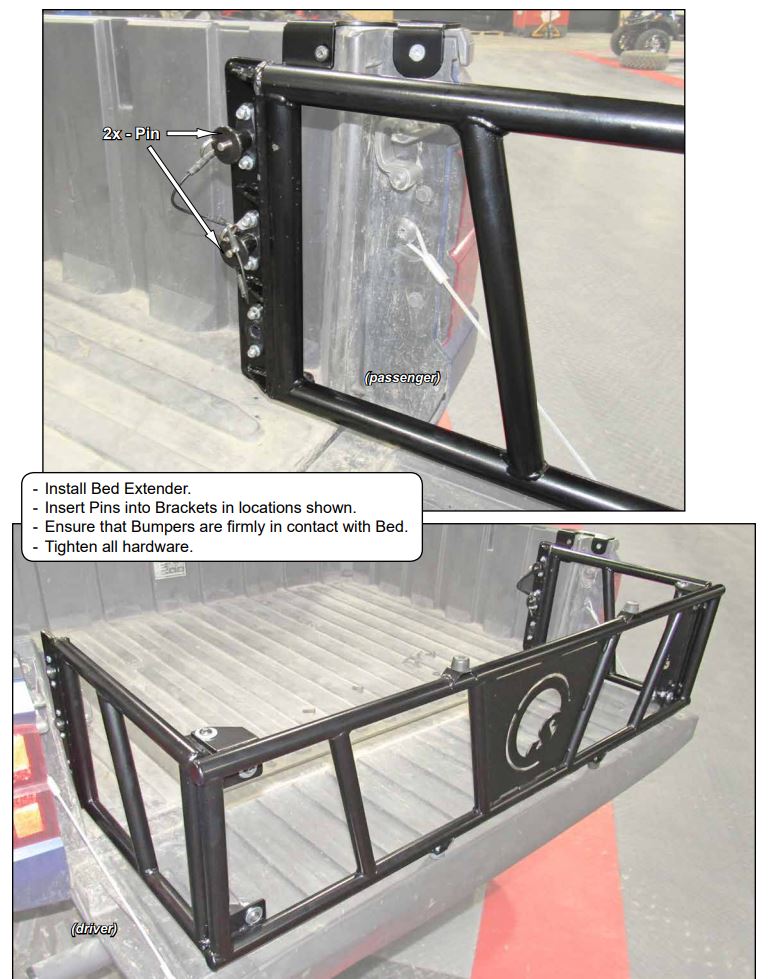 SUPERATV XP 1000 Bed Extender Instruction Manual - Install Bed Extender