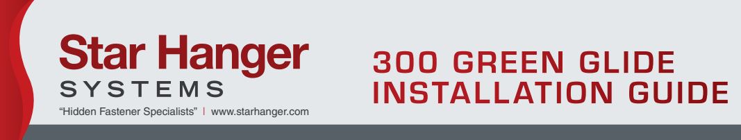 Star Hanger 300 Green Glide Installation Guide