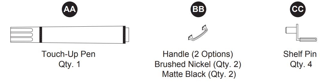 Style SELECTIONS 1678VA-37-292-934 Gray Single Sink Bathroom Vanity Instruction Manual - HARDWARE CONTENTS