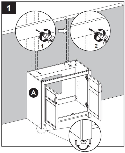 Style SELECTIONS 1678VA-37-292-934 Gray Single Sink Bathroom Vanity Instruction Manual - With two people, carefully place vanity