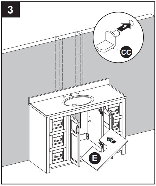 Style SELECTIONS 1678VA-49-311-934 48.875-In Vanity with Top Instruction Manual - From the front of the assembly
