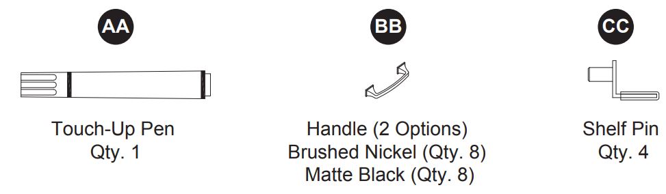 Style SELECTIONS 1678VA-49-311-934 48.875-In Vanity with Top Instruction Manual - HARDWARE CONTENTS