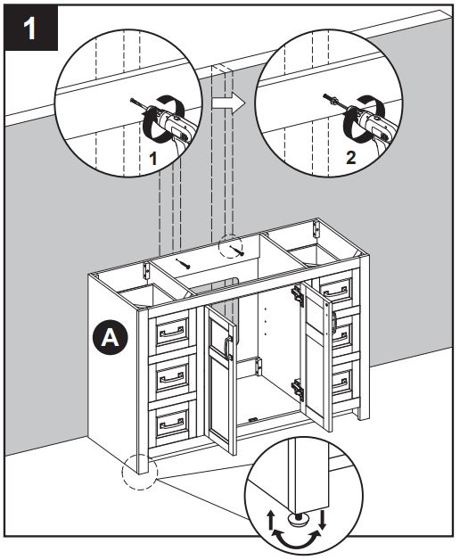 Style SELECTIONS 1678VA-49-311-934 48.875-In Vanity with Top Instruction Manual - With two people, carefully place vanity