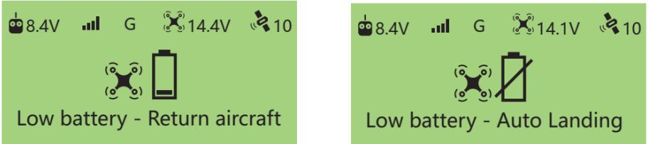 SwellPro Fishing Drone FD1 User Manual - The drone has two low power alarms