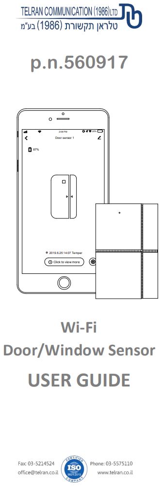 TELRAN 560917 WiFi Door or Window Sensor User Guide