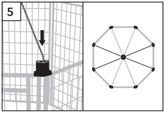 THE PET GAZEBO 23230E Pet Gazebo Instruction Manual - Insert the end of a Roof Support Arm