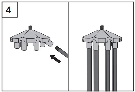 THE PET GAZEBO 23230E Pet Gazebo Instruction Manual - Insert the tip of the Roof Support Arm into the sleeve of the Roof Hub