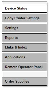 TOSHIBA A4 Series Paper Trays - Click on Settings on the left hand side menu