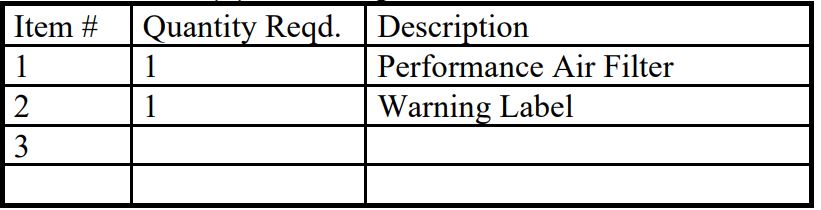 TOYOTA PTR03-34220 2022 Tundra TRD Performance Air Filter - Kit Contents