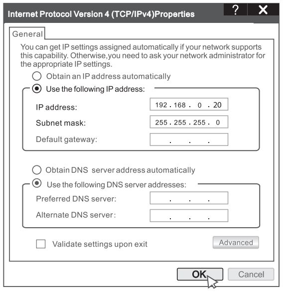 Tenda TEG5328P-24-410W L3 Managed PoE Switch Installation Guide - Set the IP address of the computer to an unused one belonging to the same network segment with the switch