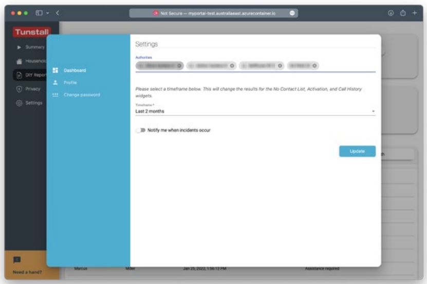 Tunstall my Portal Software User Guide - Changing password