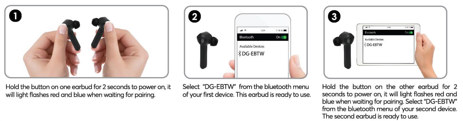 Vibe EB030 True Wireless Earbuds User Guide - Using Earbuds as a Pair